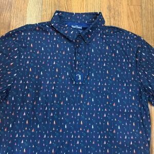 Bogey Bros Golf Co Polo Shirt Mens Large Navy Blue Sailboat Anchor Print